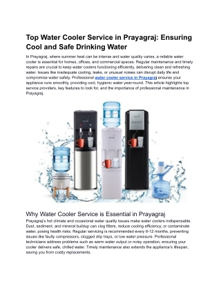 Top Water Cooler Service in Prayagraj_ Ensuring Cool and Safe Drinking Water