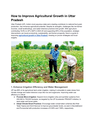 How to Improve Agricultural Growth in Uttar Pradesh