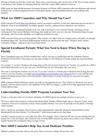 SHIP Counselors: Your Free Florida Medicare Resource