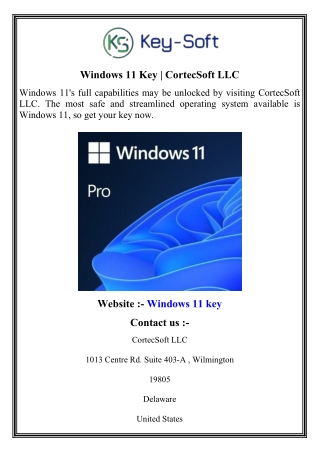 windows 11 key cortecsoft llc