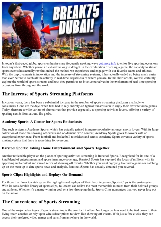 in today s fast paced globe sports enthusiasts