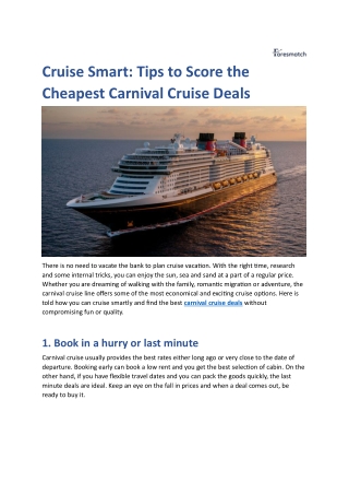 Cruise Smart: Tips to Score the Cheapest Carnival Cruise Deals