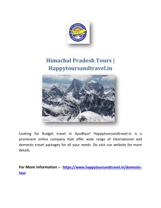 Himachal Pradesh Tours | Happytoursandtravel.in