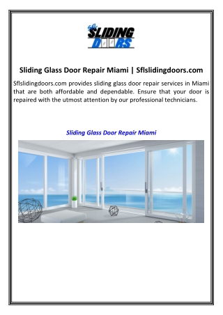 Sliding Glass Door Repair Miami  Sflslidingdoors.com