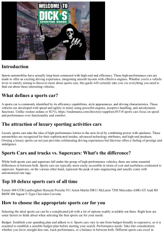 Sports Cars 101: A Guide to Deluxe and Efficiency Automobiles