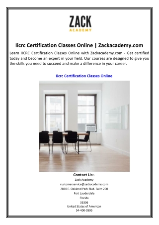 Iicrc Certification Classes Online  Zackacademy.com
