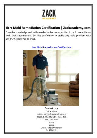 Iicrc Mold Remediation Certification  Zackacademy.com