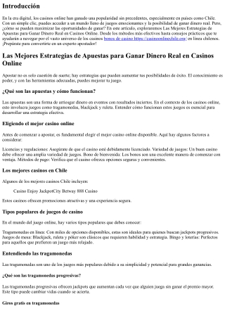 Las Mejores Estrategias de Apuestas para Ganar Dinero Real en Casinos Online