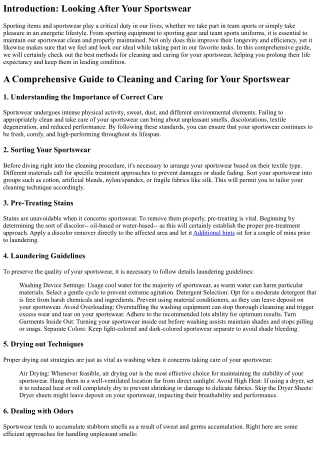 A Comprehensive Overview to Cleaning and Caring for Your Sportswear