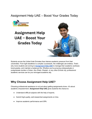Assignment Help UAE – Boost Your Grades Today