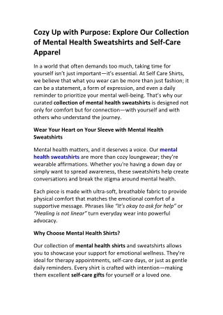 Self Care Shirts & Gifts for Mental Health Awareness