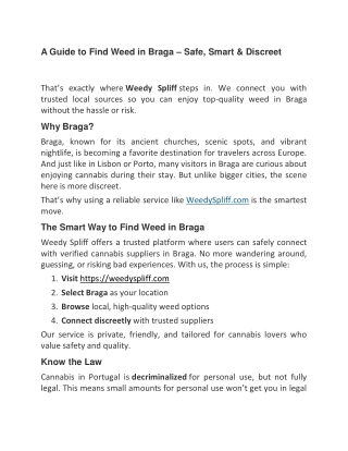 A Guide to Find Weed in Braga – Safe, Smart & Discreet