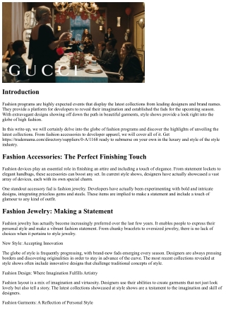 Fashion Show Emphasizes: Unveiling the current Collections