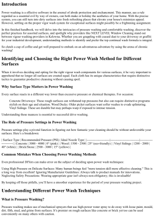 Identifying and Choosing the Right Power Wash Method for Different Surfaces