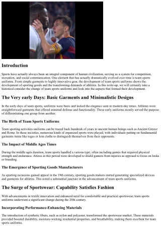 The Advancement of Team Sports Uniforms: A Historic Appearance