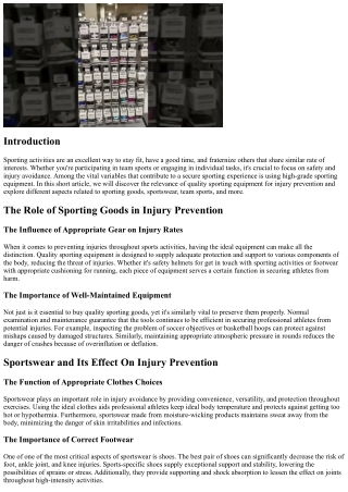 The Significance of High Quality Sporting Equipment for Injury Avoidance