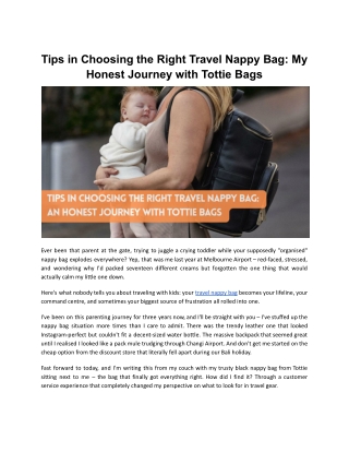 Tips in Choosing the Right Travel Nappy Bag
