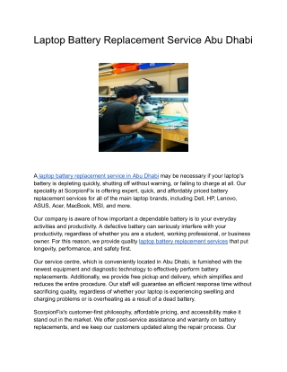 Laptop Battery Replacement Service Abu Dhabi