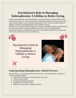 Psychiatrist’s Role in Managing Schizophrenia: A Lifeline to Better Living