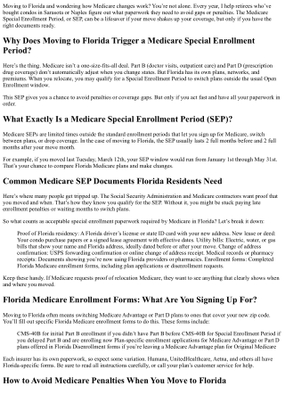 Documents You Need for Florida Medicare Special Enrollment