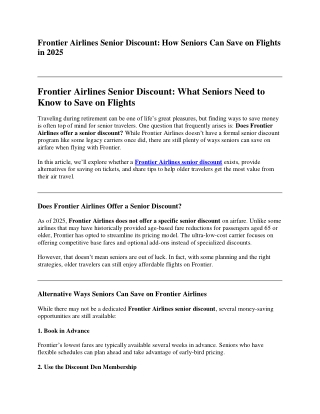 Frontier Airlines Senior Discount