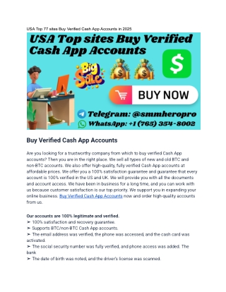 USA Top 77 sites Buy Verified Cash App Accounts in 2025