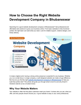 How to Choose the Right Website Development Company in Bhubaneswar