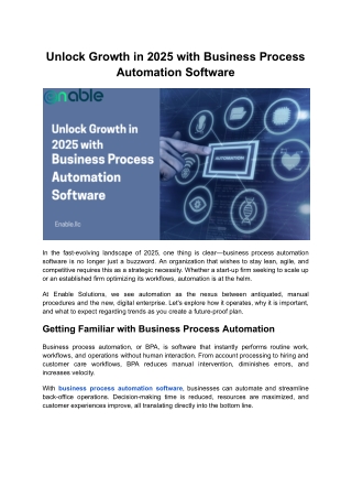 Unlock Growth in 2025 with Business Process Automation Software