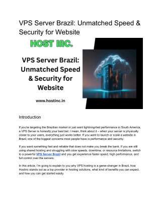 VPS Server Brazil_ Powering Your Online Presence with Hostinc’s Reliable Solutions