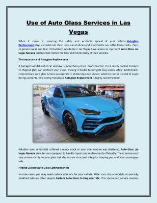 Use of Auto Glass Services in Las Vegas