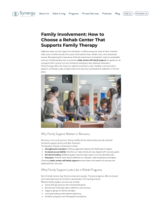 Family Involvement: How to Choose a Rehab Center That Supports Family Therapy