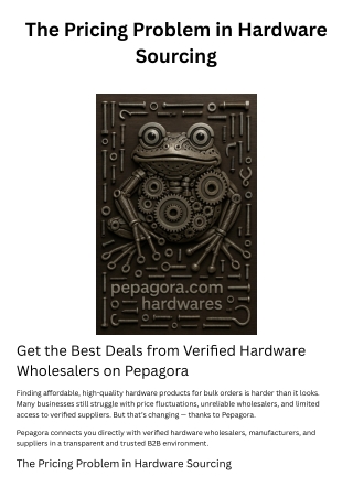 The Pricing Problem in Hardware Sourcing