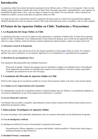El Futuro de las Apuestas Online en Chile: Tendencias y Proyecciones