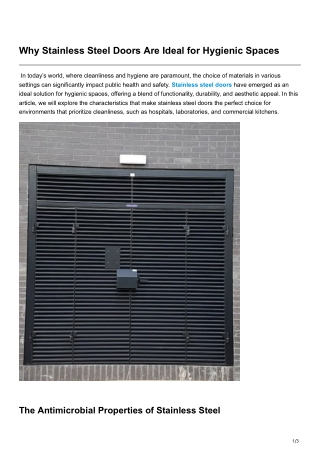Why Stainless Steel Doors Are Ideal for Hygienic Spaces