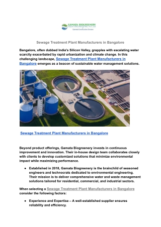 Sewage Treatment Plant Manufacturers in Bangalore (1)