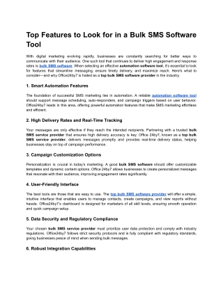 Top Features to Look for in a Bulk SMS Software Tool
