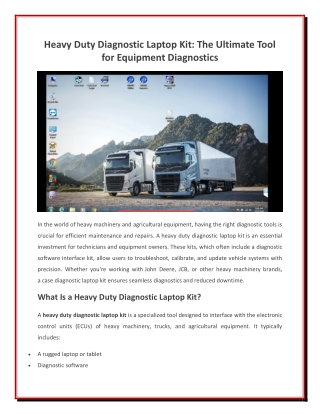 Heavy Duty Diagnostic Laptop Kit The Ultimate Tool for Equipment Diagnostics