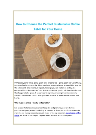 How to Choose the Perfect Sustainable Coffee Table for Your Home