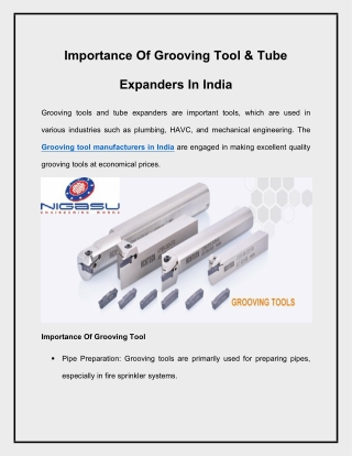 Grooving Tool Manufacturer In India 