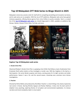 Top 10 Malayalam OTT Web Series to Binge-Watch in 2025