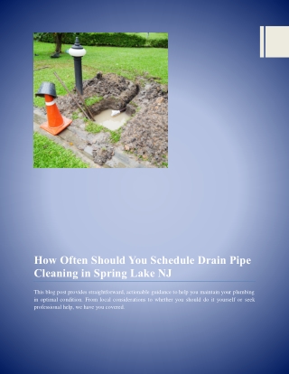 How Often Should You Schedule Drain Pipe Cleaning in Spring Lake, NJ