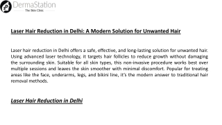 Laser Hair Reduction in Delhi: A Modern Solution for Unwanted Hair