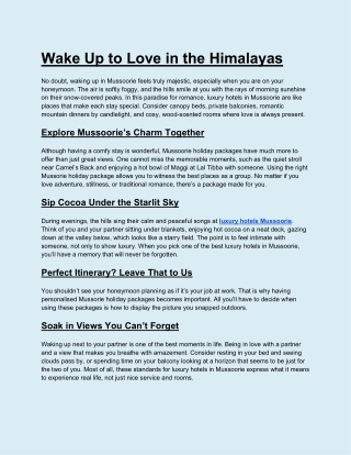 Wake Up to Love in the Himalayas