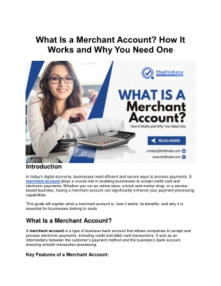 What Is a Merchant Account? How It Works and Why You Need One