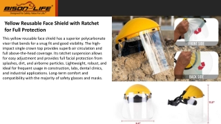 Yellow Reusable Face Shield with Ratchet for Full Protection