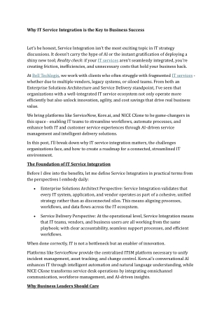 Why IT Service Integration is the Key to Business Success