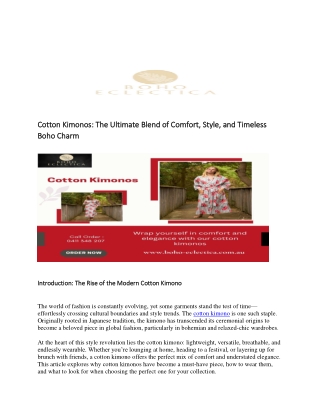 Cotton Kimonos: The Ultimate Blend of Comfort, Style, and Timeless Boho Charm