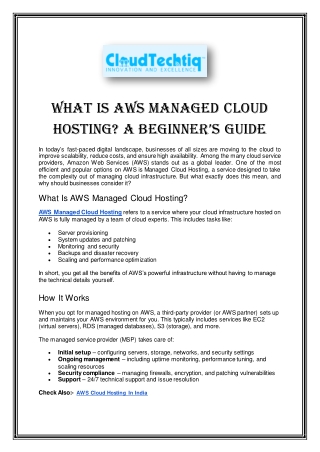 What Is AWS Managed Cloud Hosting