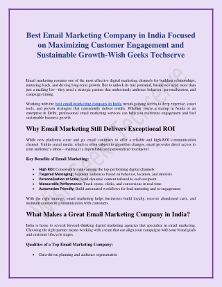 Best Email Marketing Company in India Focused on Maximizing Customer Engagement and Sustainable Growth-Wish Geeks Techse