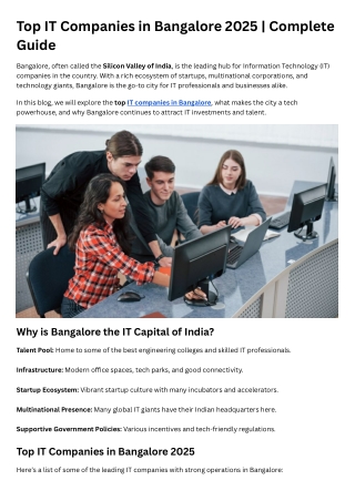 IT Companies in Bangalore